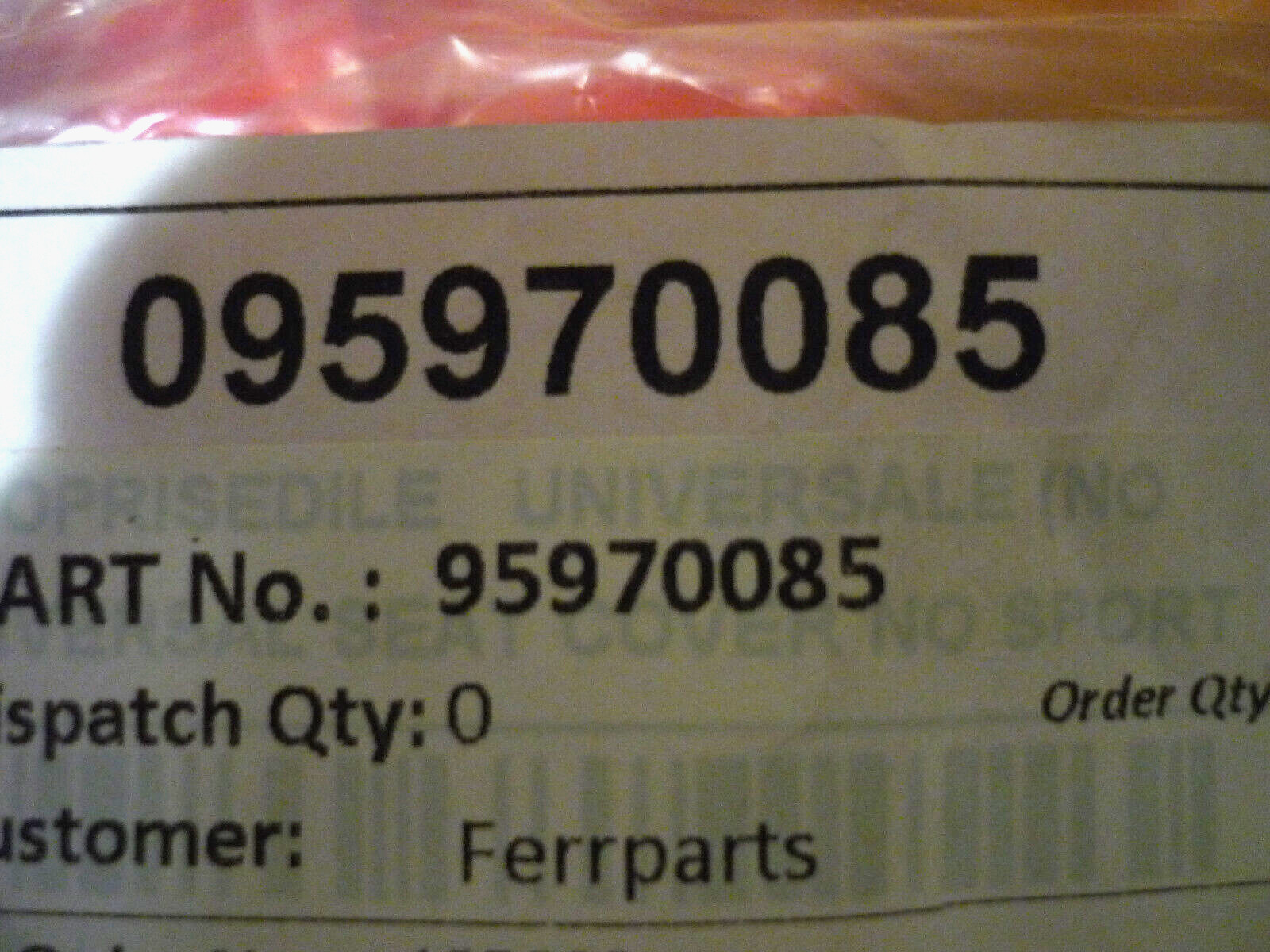 Ferrari 208,288,308,328,348 Many Others-Seat Cover Original Ferrari P/N 95970085