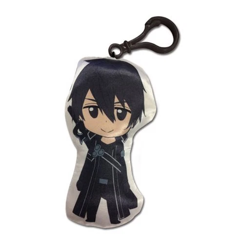 NEW Sword Art Online Kirito Plush Key Chain Clip Anime Manga Keychain Ring