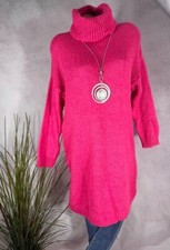 Long knit dress sweater dress loose fit turtleneck Italy pink 38 40 42