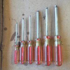 RARE Cal-Hawk BALL END SAE HEX SCREWDRIVERS 6 pc Set 1/8"-5/16" Vintage Tools