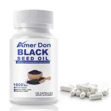 Black Seed Oil Capsules 1000mg 120 Pills - Cold Pressed Black Cumin Seed Oil
