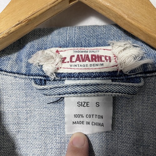 Z.Cavaricci Vintage 80’s Cropped Distressed Light Wash Denim Jacket Sz S Grunge - Picture 2 of 9