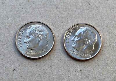 2017 P and D Roosevelt Dime BU Taken from Bank Rolls