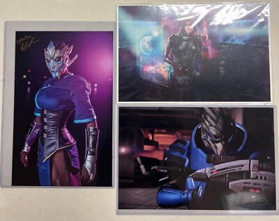 Set 3pc, Mass Effect Fan Art Posters, 2 Signed, Prints, Cosplay, Garrus, 17x11''