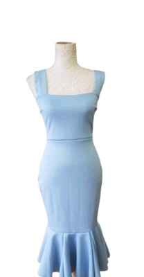 New Boohoo Night Paige Square Neck Trumpet Hem Midi Dress Uk 10