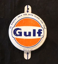 VINTAGE GULF MOTOR OIL / GASOLINE TRI-SURE TAB-SEAL BOTTLE / JAR LID / CAP
