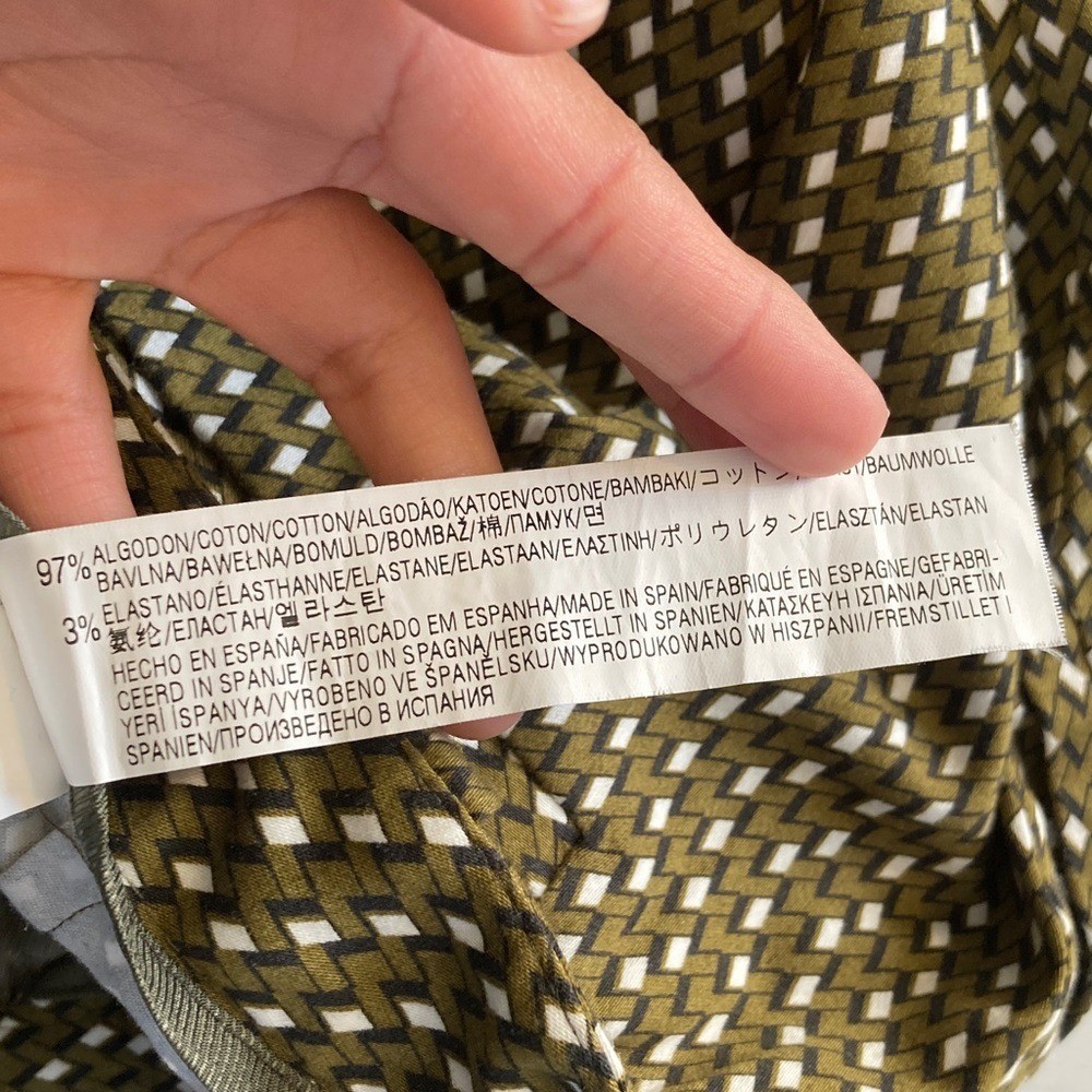 Zara Basic Pants Size 2 Geometric Patterned Green - image 3