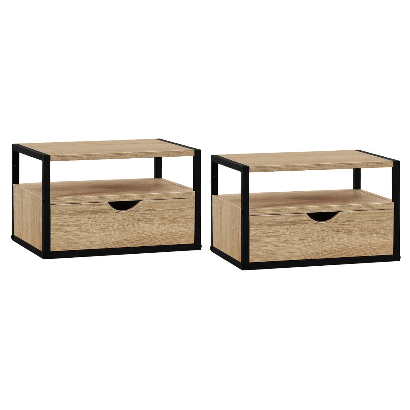 Tables de chevet murales DETROIT style industriel en bois pour chambre moderne