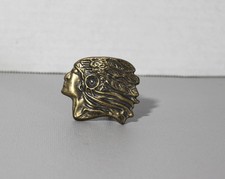 VTG Native American Indian Chief Head Profile Brass Belt Buckle