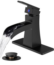 FORIOUS FB-39051B Bathroom Sink Faucet Waterfall Single Handle Matte Black