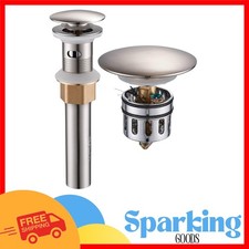 Brushed Nickel Vessel Sink Drain with Anti-Clogging Strainer - Easy Install