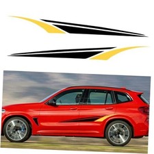 2Pcs 59'' Sports Racing Stripe Sticker for Car Body Door Side Black yellow