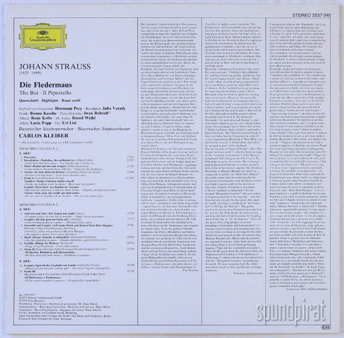 CARLOS KLEIBER STRAUSS DIE FLEDERMAUS HIGHLIGH DGG ED.1 STEREO STEREO 2537040 NM - Picture 2 of 3