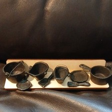 Metal Miniature Dollhouse Cookware Set Black 6pcs Pots Pans Scoop Kitchen Lot