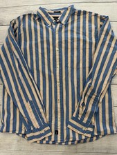 Camisa Abercrombie & Fitch Para Hombre Grande Azul Amarillo Rayas Músculo Abotonada