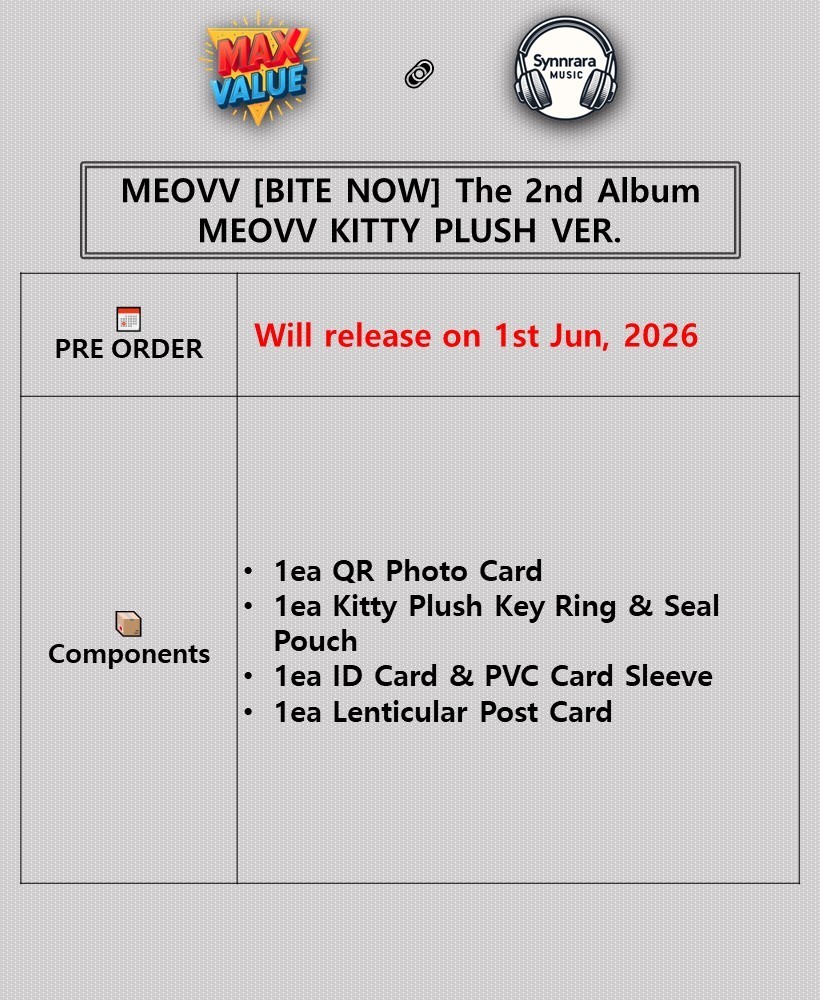 MEOVV BITE NOW The 2nd Album KITTY PLUSH Ver/QR+Key Ring+Pouch+ID