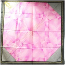 Cartier Must Scarf Pink Gray Logo Pattern Ladies Women via