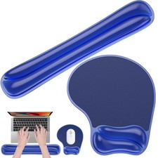 Gel Mouse Pad Keyboard Wrist Rest Set Ergonomic Cooling Support Blue