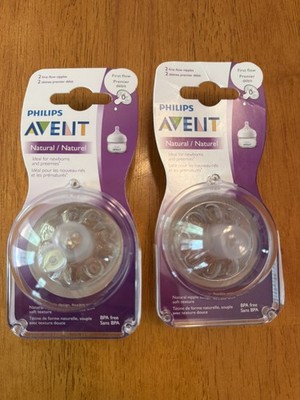 Philips AVENT Newborn Flow 1 Nipples 0m+ Natural Response - Lot of 2 (4 total)