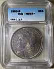 Toned 1880-S $1 Morgan Silver Dollar VAM-2 Large S ICG MS64+ (301)