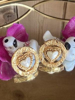 Fabulous Vintage RENA LANGE France Gold Plated Faux Pearl Clip On Earrings
