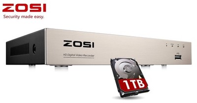 ZOSI H.265+ 8CH 2MP AHD CVI DVI DVR Video Recorder für HD Kamera Überwachung 1TB