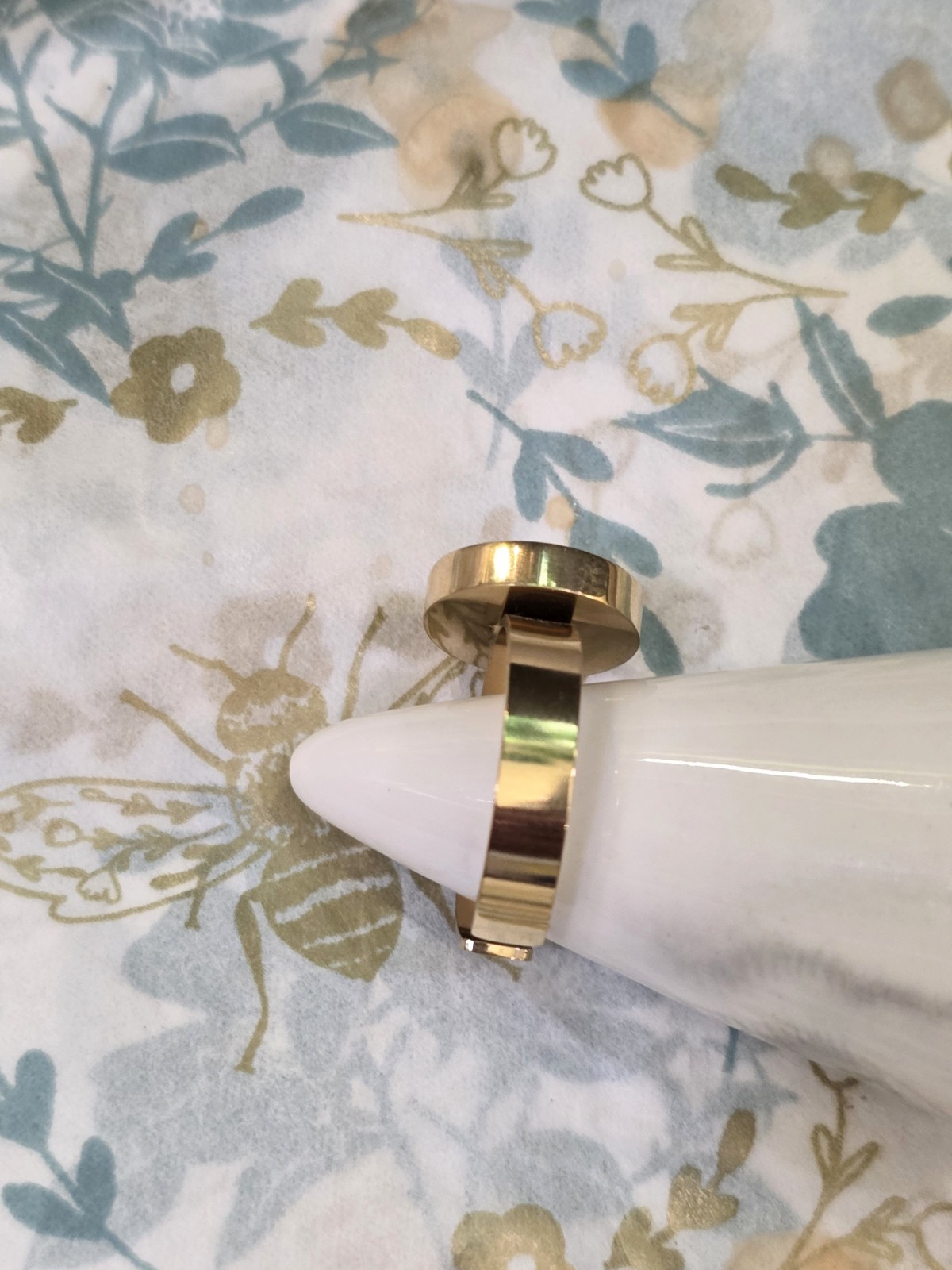 White Star Layout Star White Shell Ring Gold Plated Stainless Steel Size 7.5 Adjustable ...