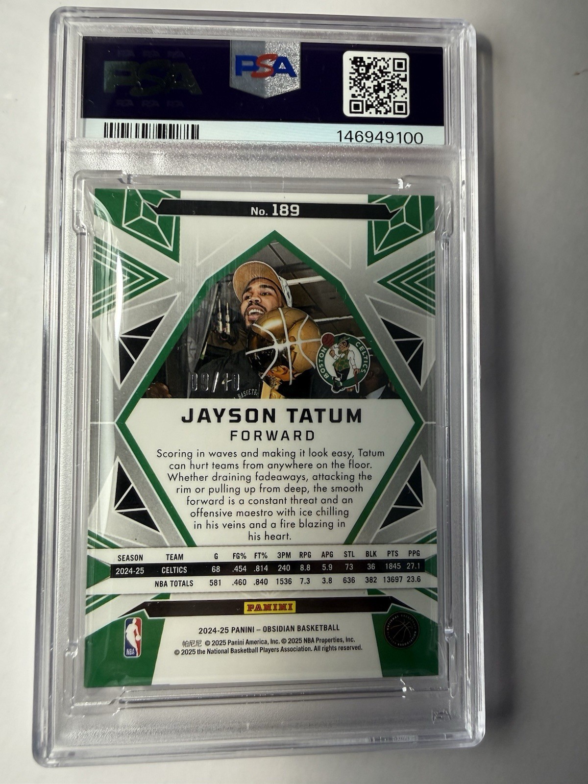 2024-25 Panini Obsidian - Jayson Tatum, Jayson Tatum 189Electric Etch Molten /10 view 2