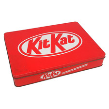 Vintage 1990s KitKat Tin Storage Box Red Metal Chocolate Advertising Case