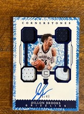 2017-18 PANINI CORNERSTONES DILLON BROOKS AUTO QUAD JERSEY PATCH RELIC RC 28/49