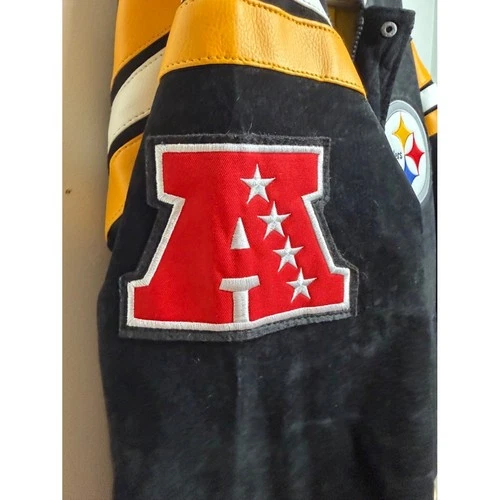 NFL Pittsburgh Steelers Suede Varsity Jacket NWT XL Vintage Style Streetwear image 6