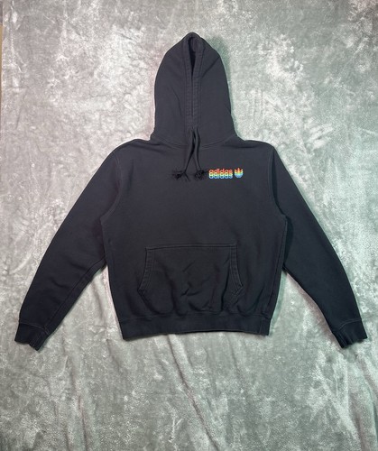 Adidas Hoodie Mens Large Black Logo Spell Out Streetwear Casual