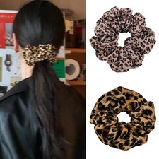 Leopard Print Scrunchie Hair Tie Elastic Ponytail Holder Women Hair Accessories