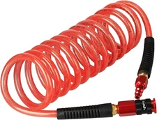 EADUTY 10ft Polyurethane Coiled Air Hose 300 PSI w/ Quick Coupler & Swivel