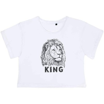 ''King Male Lion'' Damen Baumwolle Crop Tops (CO054227)