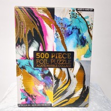 500 Piece Foil Jigsaw Puzzle Agate Marble Collage 18x24 Sealed