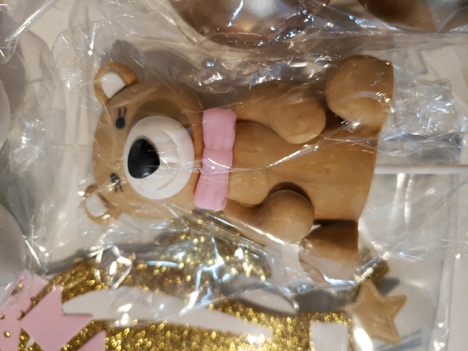 Osos 3" Decoraciones para Pasteles Nuevo Dorado Rosa Marrón 20 Piezas Oso Fiesta Tema Foto 3 de 4