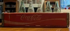 Vintage Coca-Cola Bottle Lot w/ Red Wooden Crate – Mix – 5 Bottles