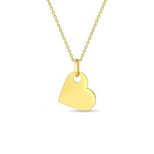 Polished Tilted Heart Kids / Children's / Girls Pendant/Necklace - 14k Gold
