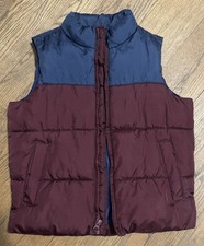 Old Navy Boys Colorblock Puffer Vest Burgundy Navy Zip Softshell S/P 6-7