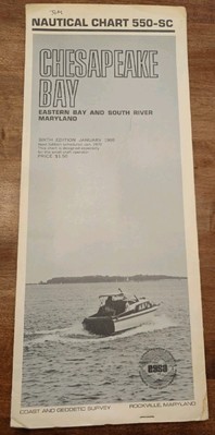 Vintage 1969 Nautical Chart 550-SC Chesapeake Eastern Bays & South River MA. 