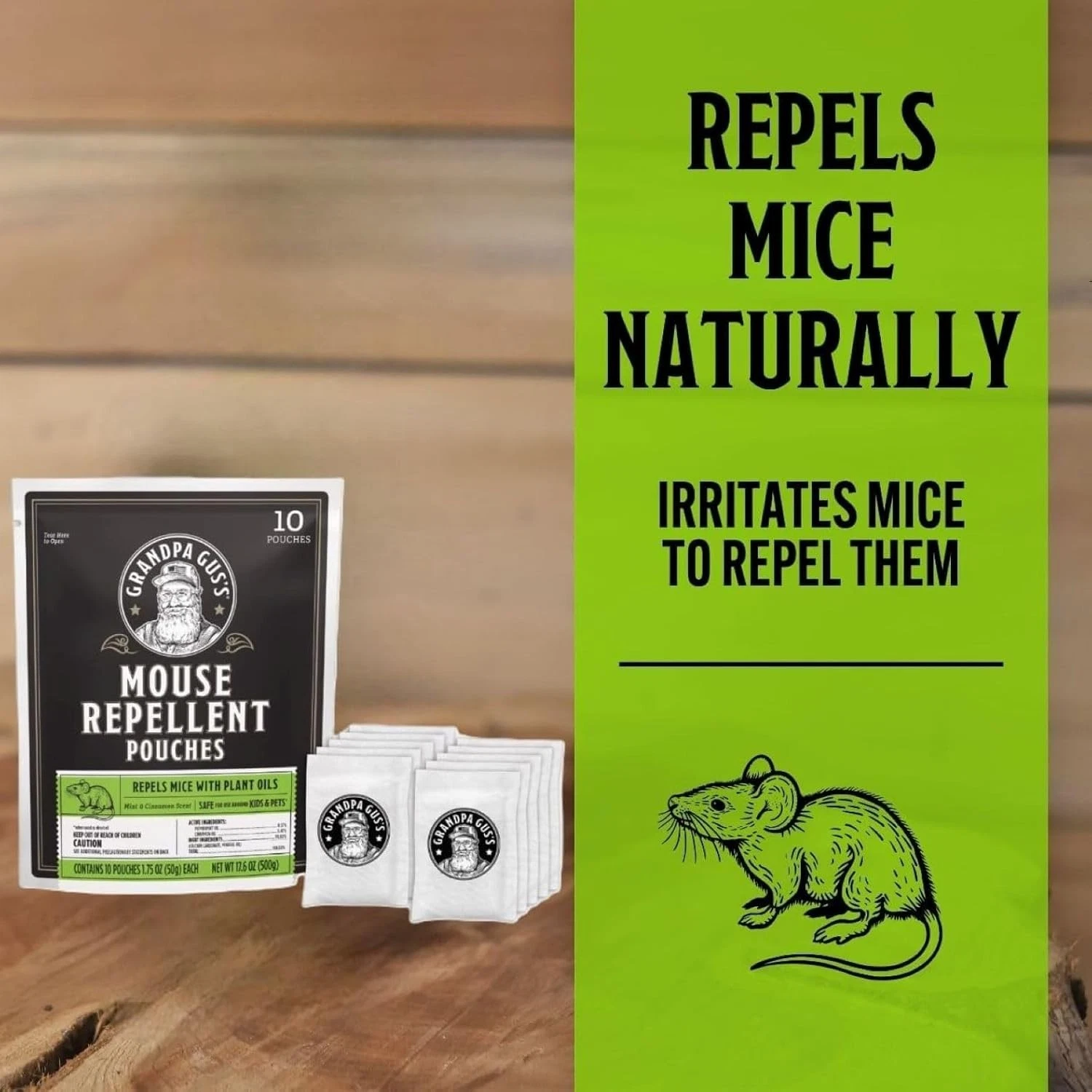 10pk Grandpa Gus's Natural Mouse Deterrent Pouches Peppermint Air Freshener - product detail image 2