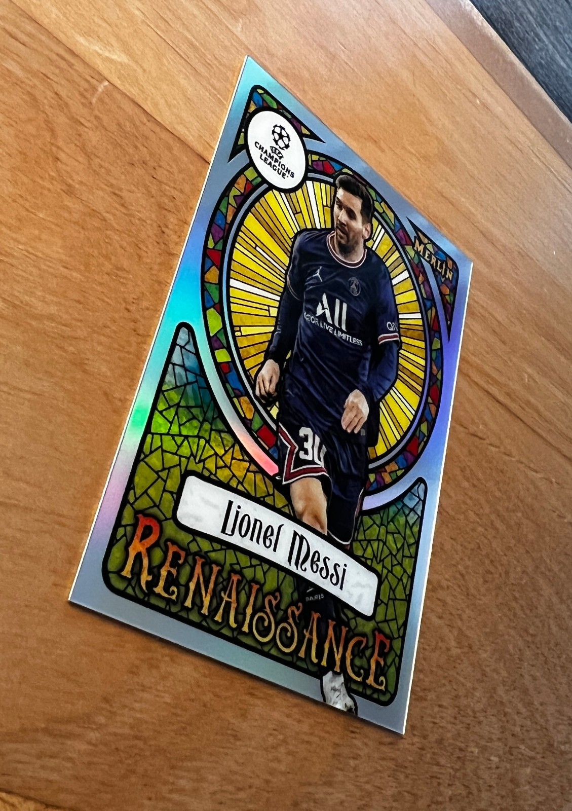 Lionel Messi 2021-22 Topps Merlin Chrome UEFA Club Competitions Renaissance view 7