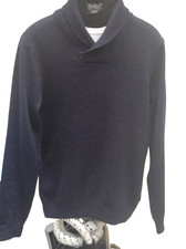 Next Jumper Men Medium Size Navy Blue Pullover Cotton Blend White Trimming good