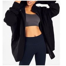 Fabletics M Jacket Giana Black Water Resistant Pockets NEW NWT 160.