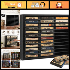36-Slot Cassette Storage Rack - Wall Mount or Freestanding Organizer Black