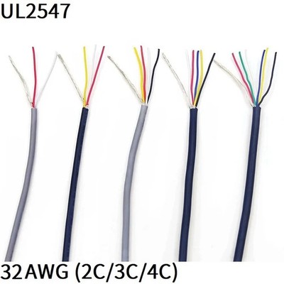 1 m 32AWG UL2547 geschirmtes Audiokabel, 2/3/4-adrig, PVC isoliertes Lautsprecherkabel