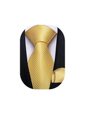 Men's Solid Color Woven Silk Tie and Pocket Square Set for Wedding Formal