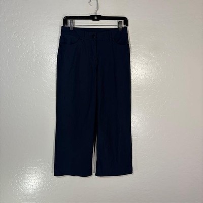 Lululemon Athletica Pants Womens 27 Blue Crop Wide Leg Twill Zip Pockets Casual