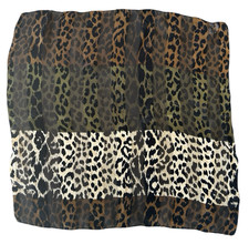 Bloomingdale's Sheer Animal Print Silk Scarf 19"x18.5" Square Multicolor Stripes